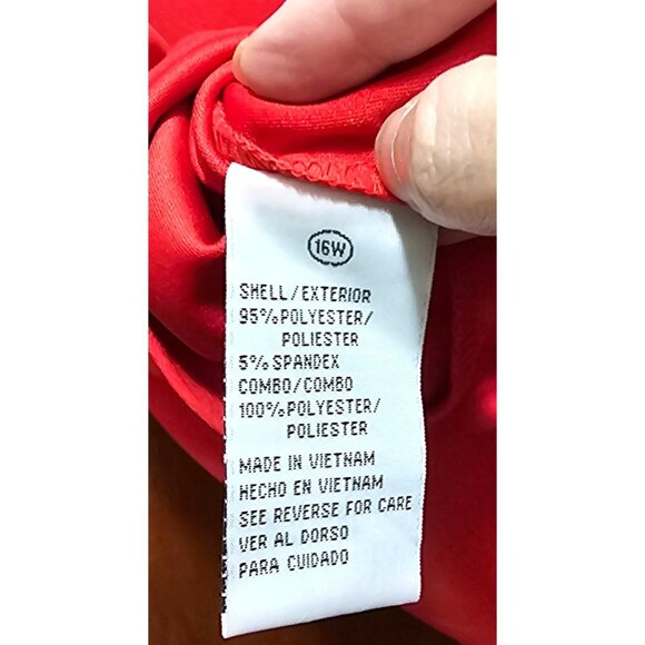 Shelby & Palmer Women's Red Ruffle Sleeve Draped Dress 16W - Picture 4 of 9